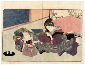 PONTE FLUTTUANTE DEL CIELO: GEISHA E CLIENTE IN UNA CASA DA TÈ (Yanagawa Shigenobu)